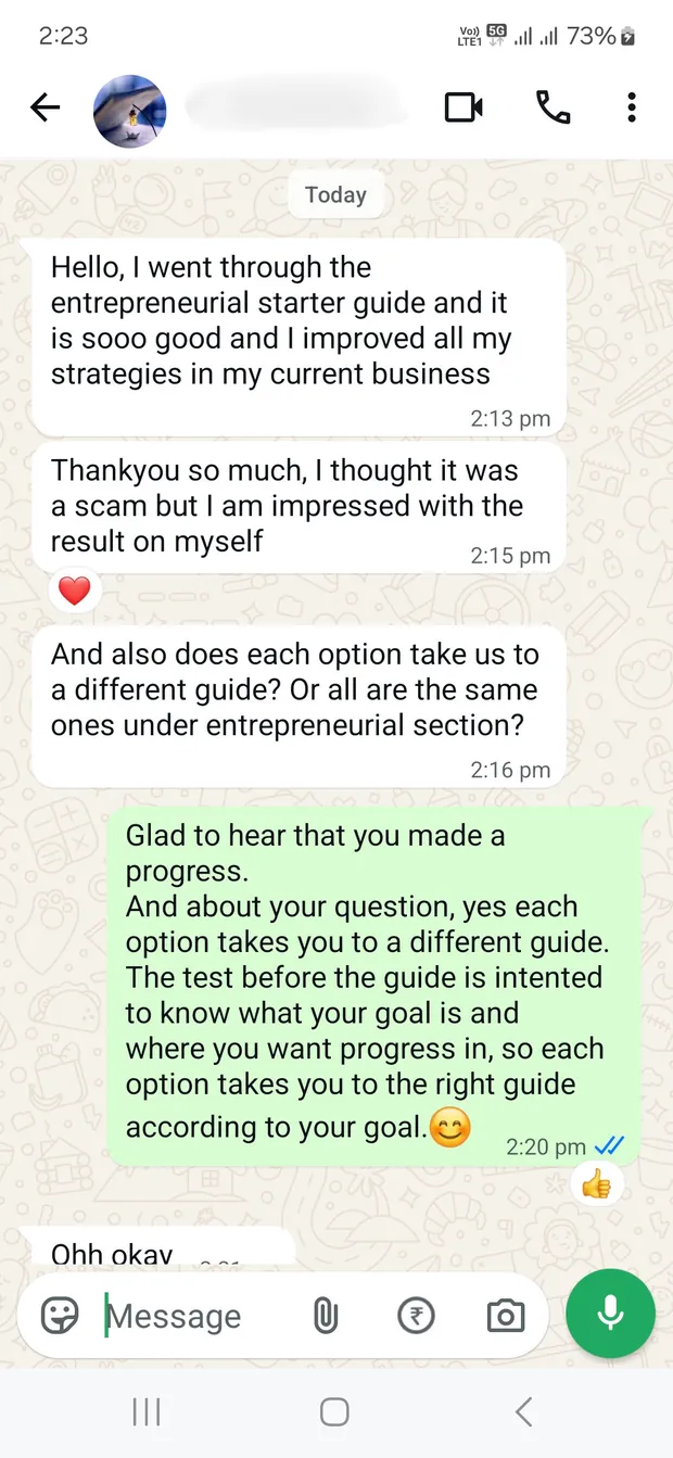 Buyer message: went through the entrepreneurial starter guide and found it useful